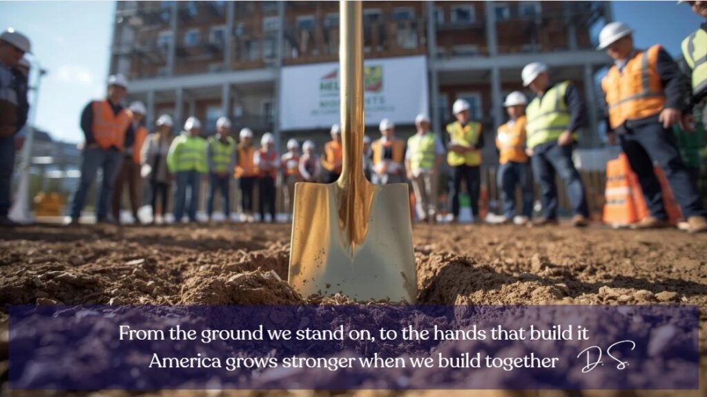 Golden shovel breaking ground at a